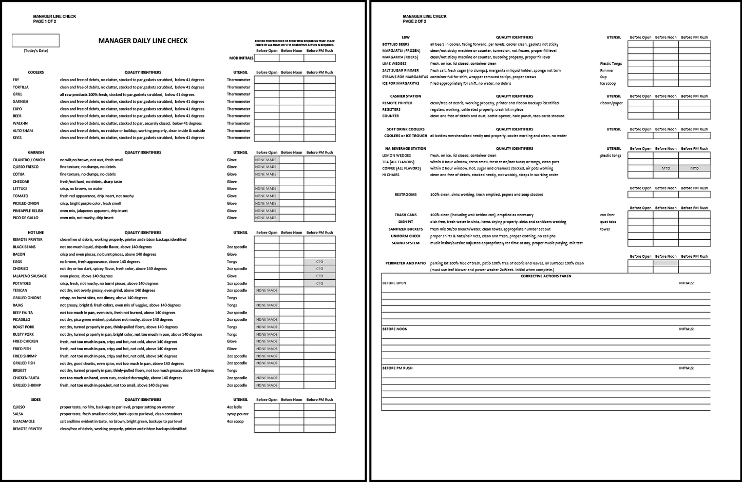 Line Check Form