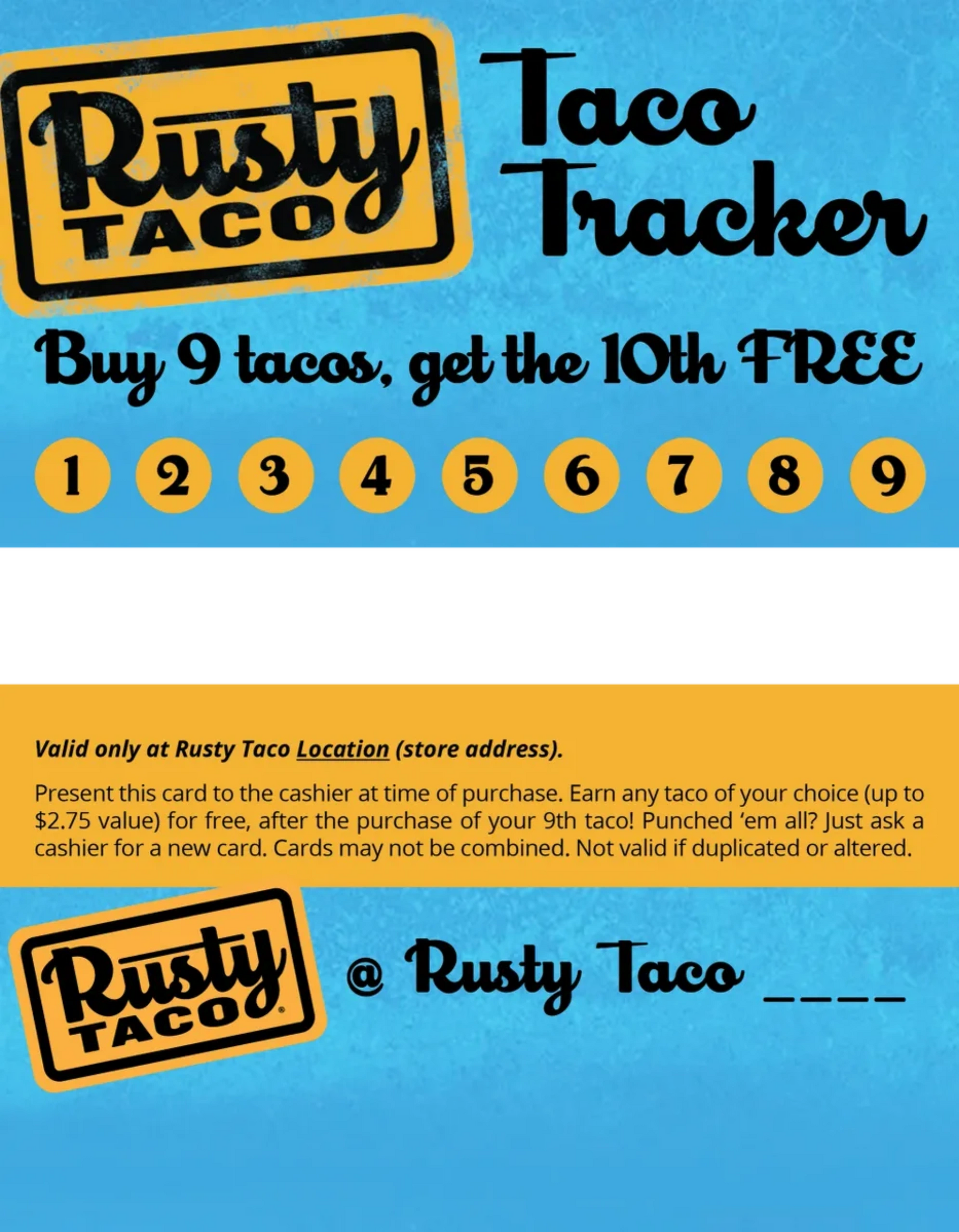 Taco Tracker Card