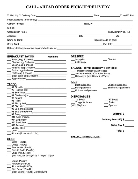 Large Order Form