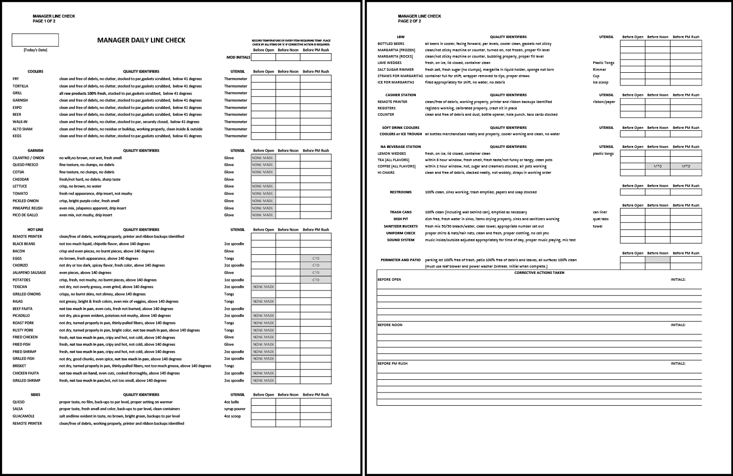 Line Check Form